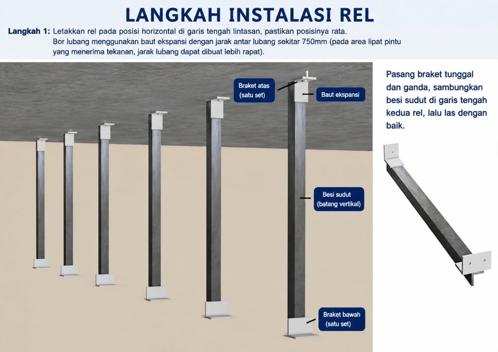 Movable Partition Wall Track Positioning & Bor Lubang Rel - Langkah 1
