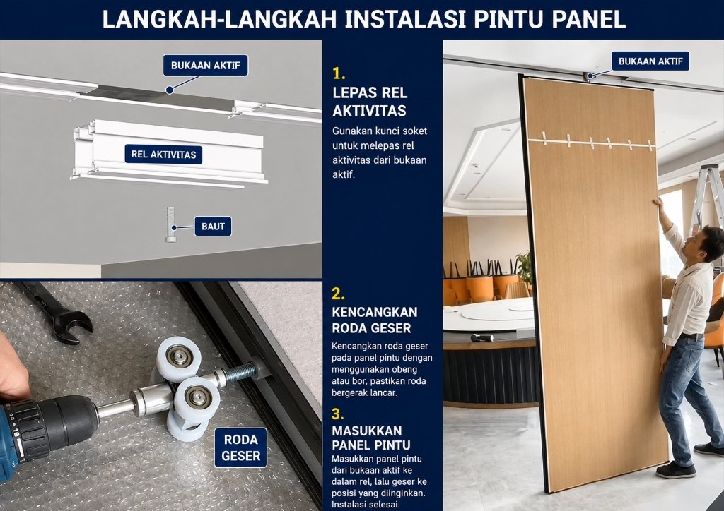Movable Sound Proof Partition Wall Pass Door - Langkah Instalasi Pintu Panel